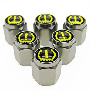 Capuchon de valve indicateur de pression des pneus en aluminium 17 mm, norme américaine, pour valve tubeless avec logo d'avertissement - Product Image 1