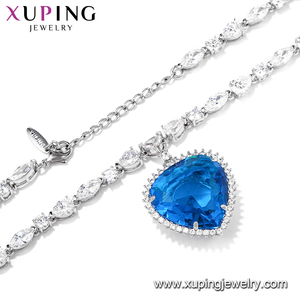 Collar de boda con diamantes de cristal azul Corazón <span class=keywords><strong>del</strong></span> océano, joyería de lujo, diseño de moda, A00915422 - Product Image 2