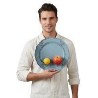 Assiettes de Présentation Rétro Écologiques en Plastique Peintes à la Main Style Américain Vaisselle Décorative pour Mariages et Événements