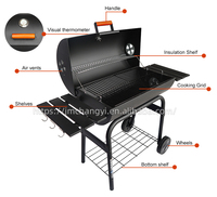 Barbecue au charbon de bois pliable multifonction moderne en acier avec roues et surface antiadhésive pour barbecue en plein air et camping