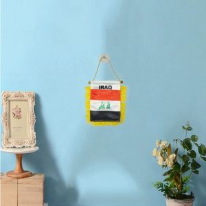 ธงสามเหลี่ยมอิรักพิมพ์ลายดิจิทัลบนผ้าโพลีเอสเตอร์และพลาสติกสำหรับติดกระจกมองหลังรถยนต์และตกแต่งบ้าน - Product Image 2