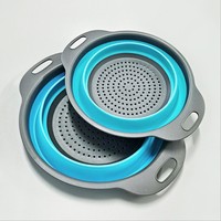 Évier de cuisine multifonctionnel rétractable et réglable, bac à légumes rond en plastique pliable avec panier de drainage