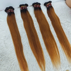 Letsfly Paquetes de Cabello Humano Liso de 28 Pulgadas, Natural y 1B/30 #   Extensiones de Cabello Virgen Brasileño 100% Natural, 20 Piezas, 1 kg, en Stock, Venta al Por Mayor - Product Image 1