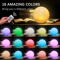 Lampe Lune Tactile Rechargeable à Intensité Variable, 15 cm, 16 Couleurs, Impression 3D, Télécommandée, Cadeau pour Enfants, Vente en Gros