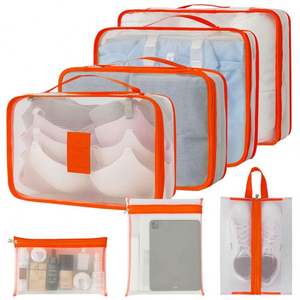 New Design 7pcs-set Suitcase Packing Cubes Lightweight Sorting <b>Zipper</b> <b>Storage</b> <b>Bag</b> Portable Mesh Travel Organizer <b>Bag</b> - Product Image 6