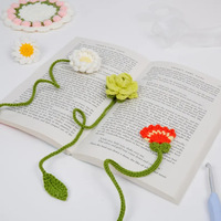 Marque-page fleur en fil crocheté fait main, très populaire, pour le commerce transfrontalier ; Accessoire de papeterie créatif et original en crochet, mignon