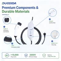 Cargador Portátil para Vehículos Eléctricos Tipo 2, 16A, 220V, Trifásico, Aprobado por TUV IEC, Suministro de Fábrica DUOSIDA de Confianza