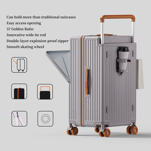 Valise de voyage à roulettes de grande capacité, design de poignée télescopique élargie, ouverture frontale, PC premium, 20/24/26/28/30 pouces - Product Image 1