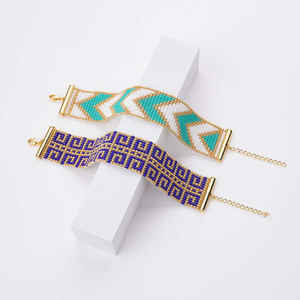 Bracelets de luxe plaqués or, style bohème, géométriques, larges, avec perles de rocaille, flèche, tissage <span class=keywords><strong>Miyuki</strong></span>, réglables, pour mariage et cadeaux - Product Image 1