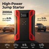 Nouveau modèle 2026 Démarreur de batterie 4 en 1 pour voiture et camion, Compresseur d'air 2000A 150PSI 60W, Batterie externe portable, Gonfleur de pneus, Booster de batterie d'urgence