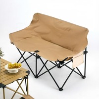 Chaise pliante double lune en acier au carbone pour l'extérieur, style glamping, portable avec dossier, pour camping, pique-nique et plage