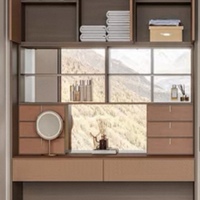 Armoire murale moderne bicolore, coiffeuse intégrée, rangement multi-zones, armoire de chambre OEM ODM