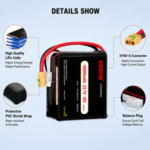 Promo Baterai Drone Berkualitas Tinggi CE 16000mAh 23.7V 10C 6S Paket Baterai 3.95V untuk EVTOL Industri Stok Massal - Product Image 3