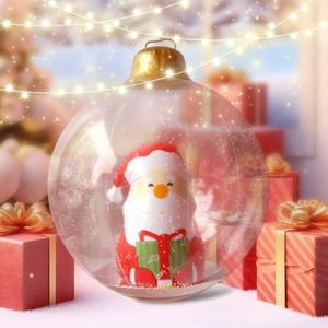 Père Noël à l'intérieur d'une boule de Noël en PVC rouge légère et imperméable 80x60cm - Product Image 1