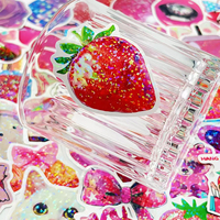 50 autocollants brillants en PVC imperméables sur le thème rose de dessins animés pour la décoration DIY d'ordinateurs portables, guitares et bagages pour filles
