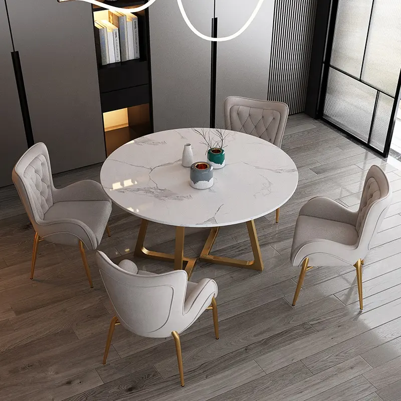 Hersteller vergoldeter Edelstahl Esszimmer-Sets Esstisch Moderner Büro tisch Luxus Restaurant Tisch Porzellan möbel