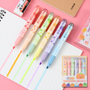 6 stylos surligneurs miniatures à motifs de fruits et légumes, couleurs <span class=keywords><strong>pastel</strong></span> fluorescentes, pour journalisation, prise de notes, école - Product Image 5