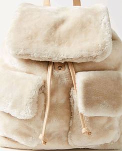 Custom Multi Functional Pack Bag Fluffy <b>Backpack</b> High Capacity Fasten Belt Embroidery Plush Fur <b>Backpacks</b> for Women Girls - Product Image 3