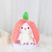 Boneka Kelinci Stroberi Lisa Berubah Menjadi Boneka Wortel Bantal Tidur Boneka Pendek Bahan Plush PP Cotton Mainan Hewan Lucu