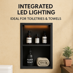 Noir étanche cuisine toilette caché salle de bain mur <span class=keywords><strong>Niche</strong></span> <span class=keywords><strong>douche</strong></span> métal salle de bain intégré en acier inoxydable <span class=keywords><strong>Niche</strong></span> - Product Image 6