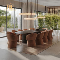 Meubles de salle à manger en verre trempé moderne de luxe italien de haute qualité, grand ensemble de table à manger pour 10 personnes pour villa