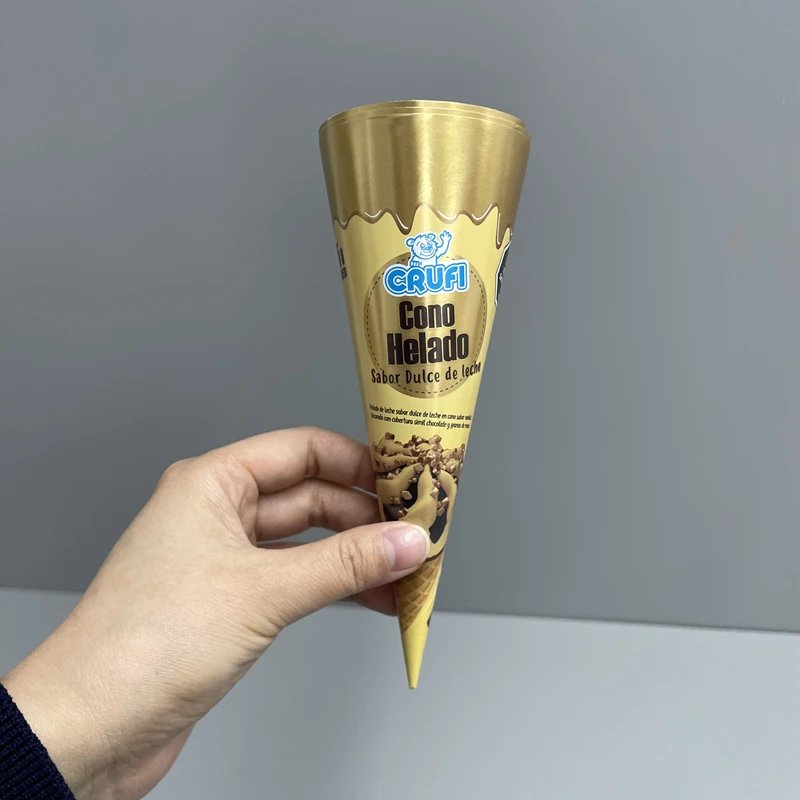 Hot Sale Custom Printed Paper Cups Disposable Wholesale Waffle Cone Ice Cream Sleeve Logo for Noodles Cookies Ice Cream