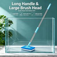 Brosse de nettoyage pour aquarium à long manche, nettoyage sans angle mort, outil de nettoyage