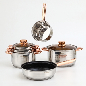 Wholesale 12pcs Nonstick Pot and Pan <strong>Set</strong> Stainless Steel Cookware <strong>Set</strong> Encapsulated Bottom Pans - Product Image 4