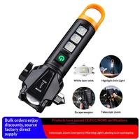 Lampe torche LED puissante à lumière intense, longue autonomie, rechargeable, portable, multifonctionnelle, marteau de sécurité en ABS pour l'extérieur