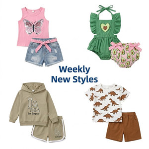 Ensembles T-shirt et short pour enfants, couleurs mélangées, imprimés nature, 0-12 ans, fabriqué en Chine, modèle 2026.4, prêt à être expédié - Product Image 2
