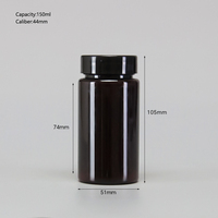 Bouteille en plastique vide de 150 ml pour pilules, médicaments, vitamines, capsules, qualité pharmaceutique, avec logo personnalisé