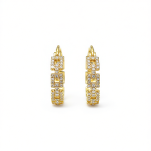 Orecchini a Cerchio in Oro Bianco E1529 con Cristalli Geometrici, Gioielli da Donna per Uso Quotidiano con Micro Incastonature - Product Image 1