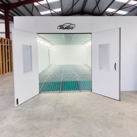 Cabine de peinture automobile RuiBo, blanche, à double porte, avec plancher grillagé complet, filtre à média vert et rangées de LED