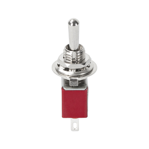 Miniature Toggle Switch 3Pin (<strong>ON</strong>)-OFF-(<strong>ON</strong>) <strong>SPDT</strong> Toggle Switch 125VAC Red Base Momentary Toggle Switch - Product Image 4