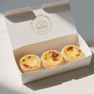 Custom Ontworpen Pastel De Nata En Ei Taart Doos Bakkerij Verpakking Met Matte Laminering Embossing Uv Coating Print Handling - Product Image 3