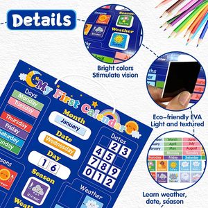 Learning Kids Magnetic <b>Pocket</b> Chart Classroom Daily Calendar Monthly Educational Charts for Preschool Magnetic <b>Pocket</b> Chart - Product Image 5