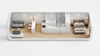 Casa Cápsula Espacial de Diseño Innovador 2026, Vehículo de Lujo Prefabricado, Casa Modular con Sistema de Vivienda Inteligente y Logotipo