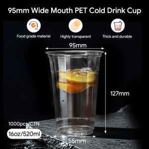 Vasos de Plástico Transparente Desechables para Bebidas Frías y Café, con Tapa, de PET, Personalizados con Logotipo, al por Mayor, de 9/12/16/20 oz, <span class=keywords><strong>KINGWIN</strong></span> - Product Image 4