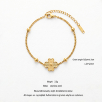 Gelang Bunga Emas Elegan QIAOREN 11053 dari Baja Anti Karat, Rantai Minimalis Bermotif Bunga untuk Wanita