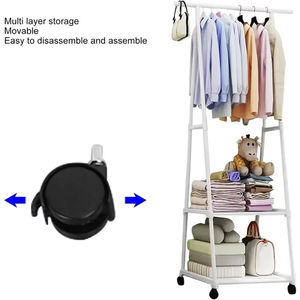 Porte-vêtements amovible sur pied avec étagères de rangement et roulettes - Product Image 4
