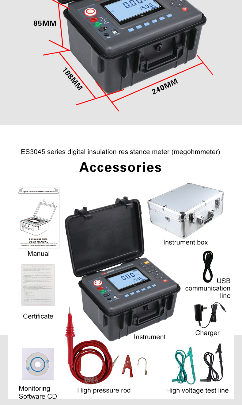 FUZRR ES3045 ES3045E ES3045F Megohm Insulation Resistance Tester 5kV/10KV/15KV 1