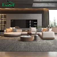 Grand canapé d'angle inclinable en cuir véritable de luxe italien moderne pour projets de villas et salons de penthouse