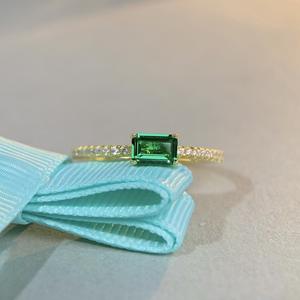 925 ayar gümüş beyaz yeşil renk zümrüt kübik kızlar için zirkon yüzük yüksek kalite taş söz nişan yüzüğü kadın - Product Image 2