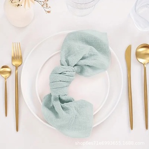 Nappe <span class=keywords><strong>de</strong></span> <span class=keywords><strong>table</strong></span> occidentale moderne en coton et bambou, carrée, avec bords ourlés, <span class=keywords><strong>tissu</strong></span> froissé, personnalisable, 42x42cm - Product Image 3