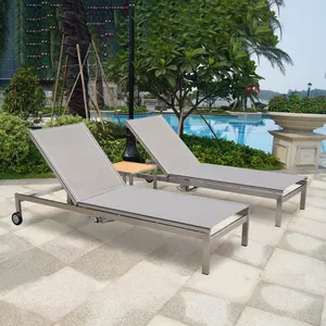 Moderne Hoge Kwaliteit Leisure Verstelbare Strand Outdoor Lounge Stoel Met Wielen