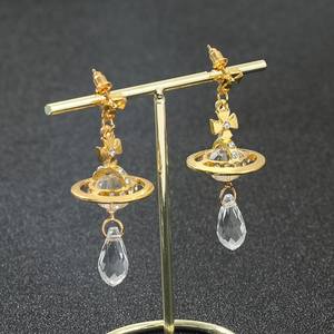 时尚土星星锆石吊坠项链女男金属女项圈项链饰品耳环 - Product Image 5