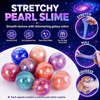 Lot de slime capsule galaxie en gros, 6 designs spatiaux, boules de slime nacrées scintillantes 38mm 50mm, cadeau de fête OEM
