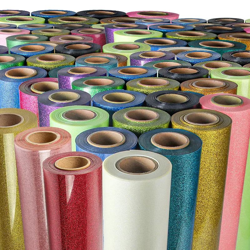Qingyi wholesale white glitter vinyl press iron on rolls textil htv glitter heat transfer vinyl sheets for clothing