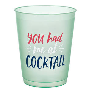 Green You Had Me at Cocktail Vasos de plástico esmerilado, 18-ct Party City - Product Image 1
