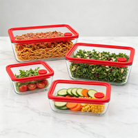 Boîte à lunch en verre borosilicate empilable approuvée par la FDA avec couvercles verrouillables, compatible lave-vaisselle, récipient de stockage alimentaire pour la maison